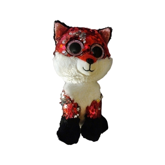 𝅺ty Beanie Boos Flippables 9" Medium JEWEL Color Changing Sequins Fox Plush - Picture 1 of 7